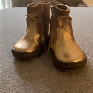 Gold Metallic Zip Up Boots Size 4
